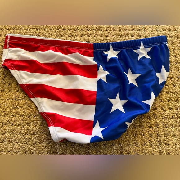 Shinesty Daytona Dong Sarong Speedo-style USA flag 🇺🇸 swim brief NWOT size L - Picture 4 of 5